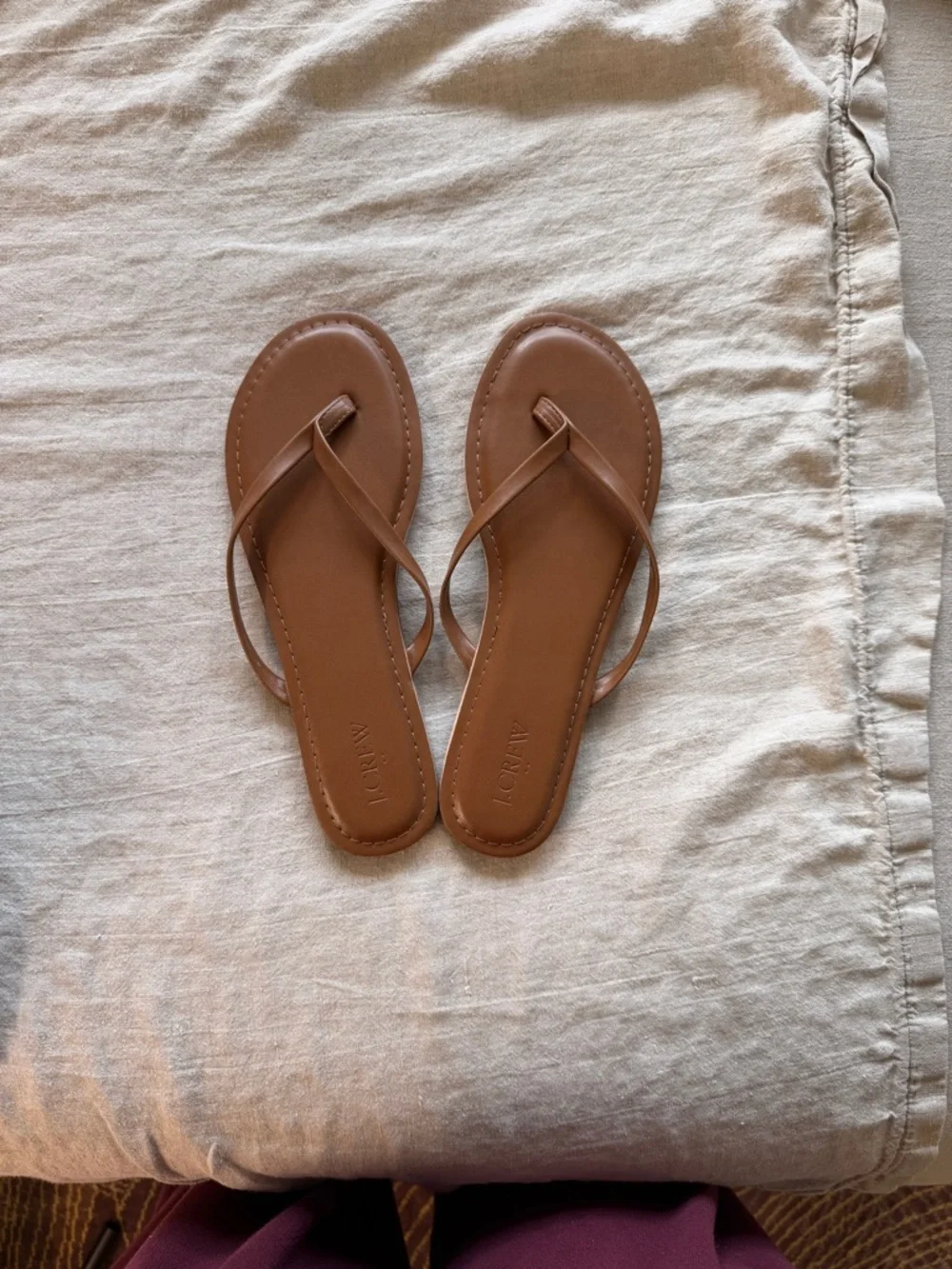 JCrew Brown Leather Flip Flop Sandals - Picture 1 of 2